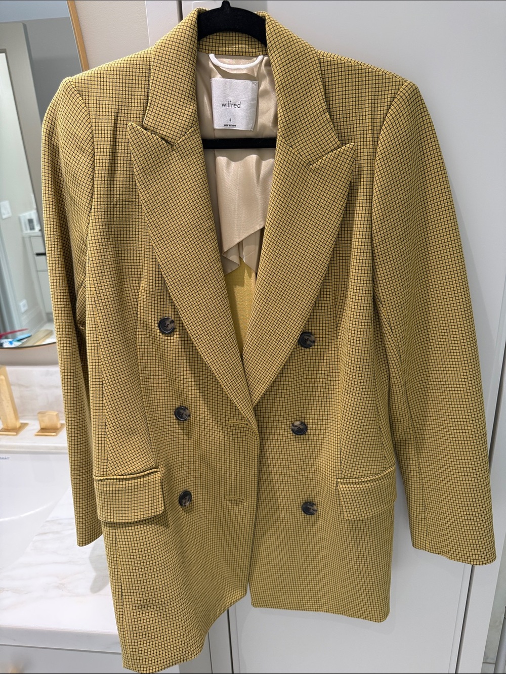 Wilfred Yellow Check Double-Breasted Blazer
